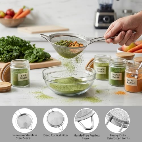 9 Pack Fine Mesh Strainer, OLULU Stainless Steel Cocktail Strainer Set
