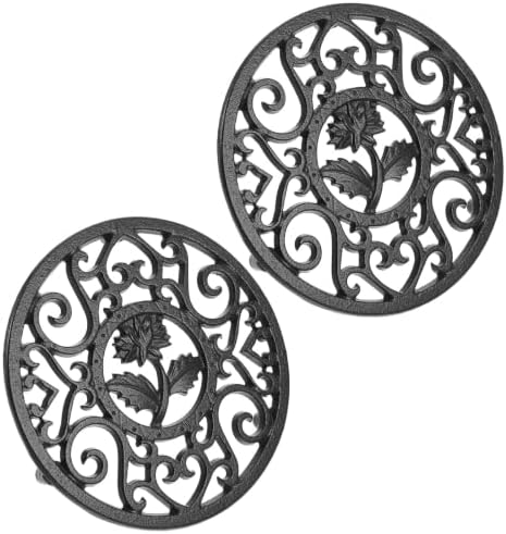 2 Piece Cast Iron Teapot Trivet Set, Anti Slip Heat Resistant Stand