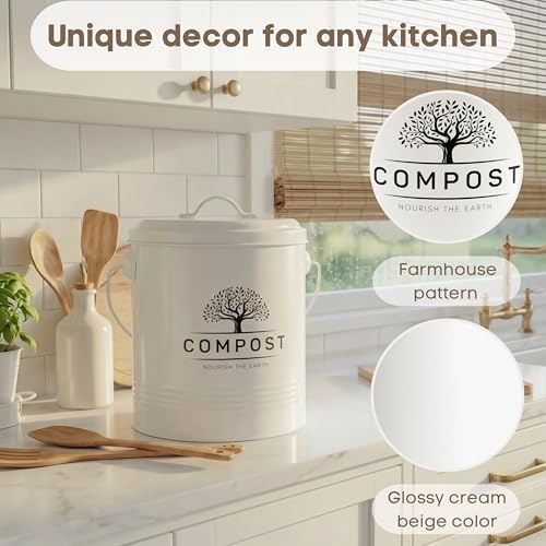 Perfnique Kitchen Compost Bin, 1.3 Gal, with Lid