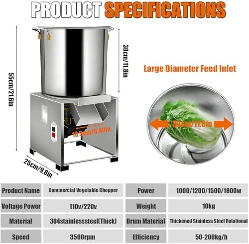 Electric Vegetable Chopper, 1000W, 50-200kg/H Capacity