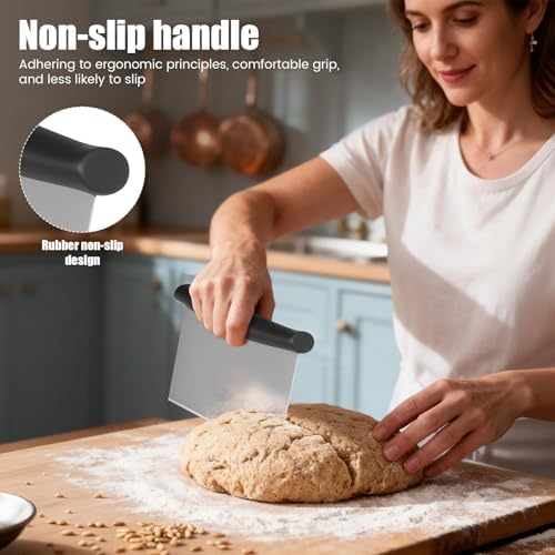 Stainless Steel Biscuit Cutter Set, Ergonomic Pastry Scraper and Dough