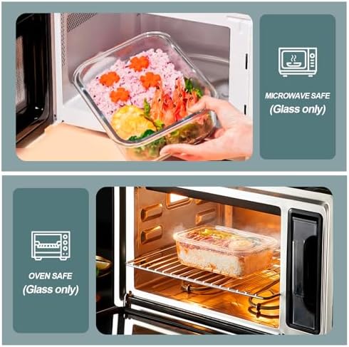 KOMUEE 30 oz 5 Pack Glass Meal Prep Containers with Lids