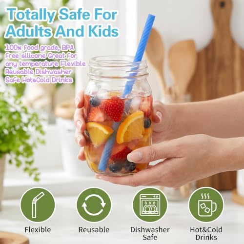 20 Sets Silicone Straws with Case Reusable Collapsiblable Foldable