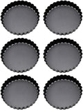 Jiawu Removable Bottom Tart Pan Non Stick Carbon Steel 6PCS Set for