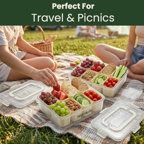 Snackle Box Container 2 Pack with Lid & Handle | BPA-Free