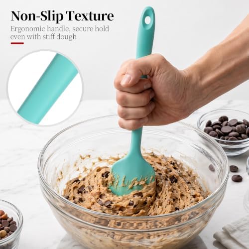 600oF Heat Resistant Large Silicone Spatula for Baking, Aqua Sky