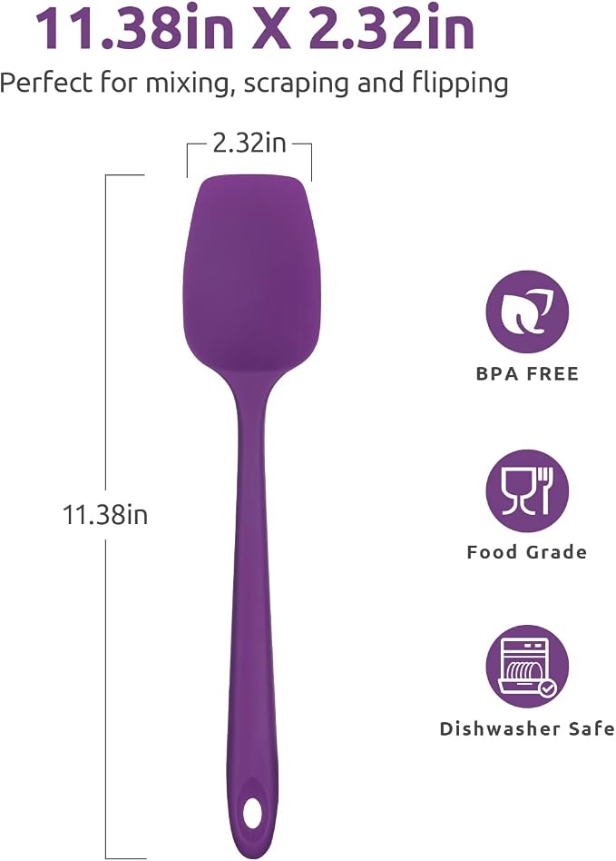 Heat Resistant Silicone Spoon Spatula: U-Taste 600ºF High Heat Flexible 11.38in - Image 2