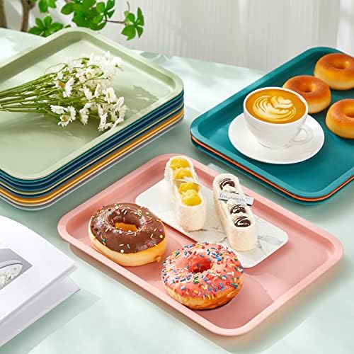 Mumufy 24 Pcs Plastic Fast Food Trays Bulk Colorful Restaurant Serving