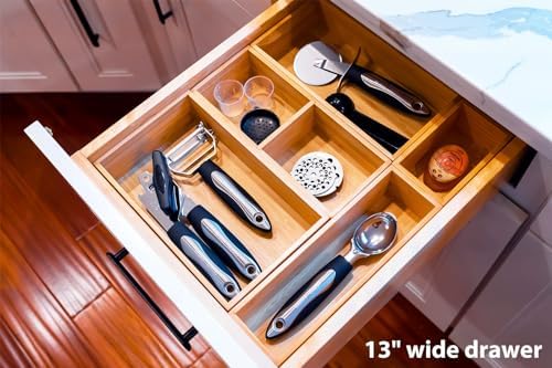 Umilife Drawer Organizer Storage Boxes, 2.5" High Bamboo Drawer