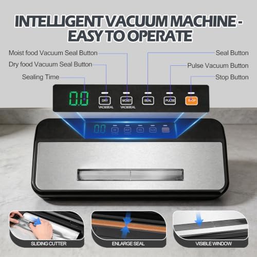 Vacuum Sealer Machine with Visual Window and Built-in Cutter
