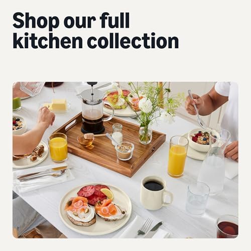 Amazon Basics Glazed Stoneware Dinner Plates, Ceramic 4-Piece Set