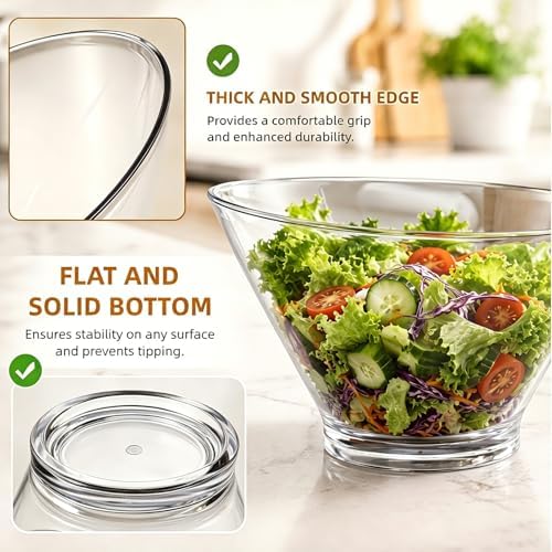 Covzoe 108 Oz Acrylic Salad Bowl with Serving Utensils, 10.4 Inch