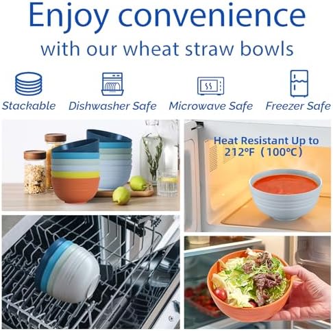 Homestockplus Unbreakable Cereal Bowls 25 OZ Microwave and Dishwasher
