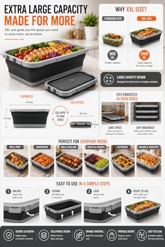 Pamper Paws 2-Pack XL BBQ Prep Tub - 3-in-1 Collapsible Food Prep Tub