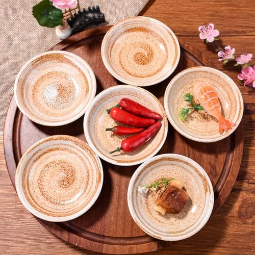 Japanese Porcelain Sauce Dish Set of 6, 3.85 Inch Sauce Dipping Bowls