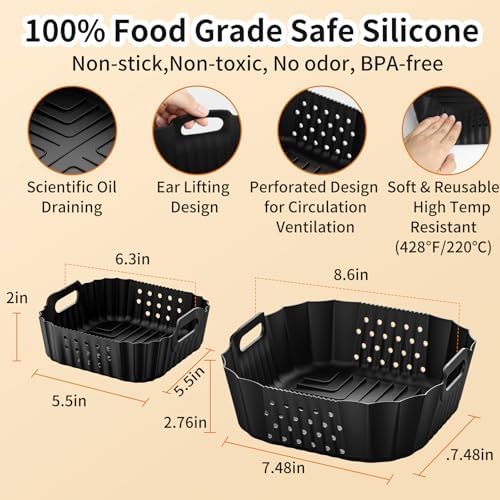 Air Fryer Silicone Liners for Ninja Crispi FN101GY/FN101SG/FN101ST