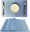 WAZAIGUR Placemats Set of 4, Easy to Clean Table Placemats, Light Blue