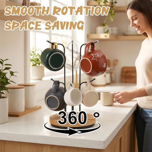 360° Rotating Coffee Mug Tree with 6 Hooks
