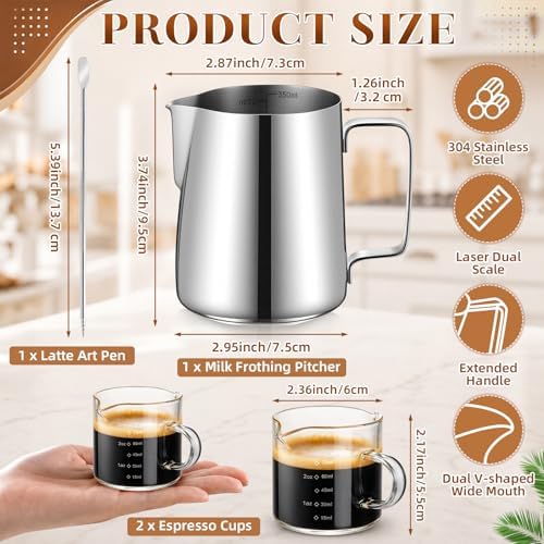 4 Pcs Espresso Accessories Kit with 4 oz Glass Espresso Shot Cup with