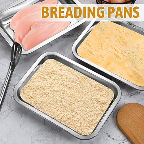 Mumufy Breading Trays Set of 3 Large Stainless Steel Breading Pans