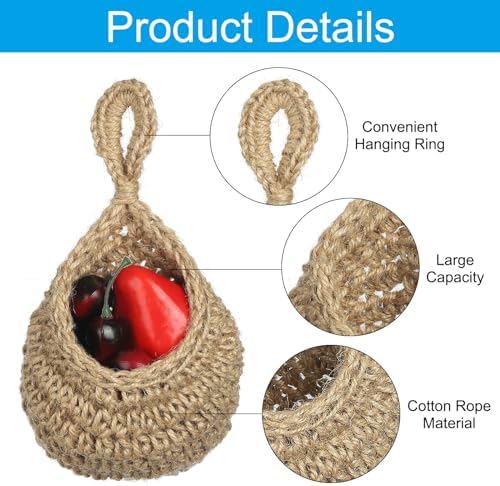 PATIKIL Hanging Fruit Baskets for Kitchen, 3 Sizes Teardrop Home Decor