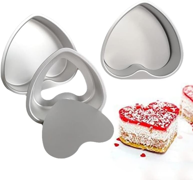 3 Pack Nonstick Mini Heart Shape Pie Pans with Removable Bottom 4-inch
