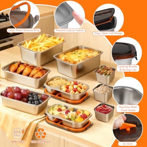 YUANYE 9 Pack Stainless Steel Salad Bowls with Lids