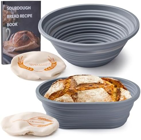 Silicone Banneton Bread Proofing Baskets, 10" Oval & 9" Round