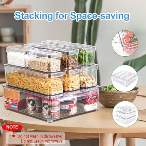 Pure Future 10-Pack Fridge Organizers and Storage Clear Container with Lids