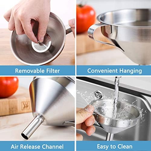 Kitchen Funnel for Filling Bottles, 304 Stainless Steel Food Funnels