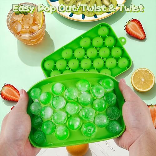 Small Ice Ball Mold,2Pack Easy-Release Small Round Ice Cube Tray for
