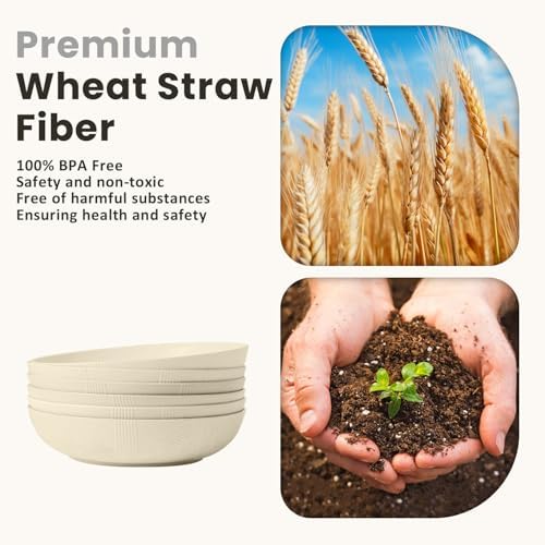 Homienly 65 oz Large Salad Bowls Wheat Straw Big Bowls 10 inch Serving