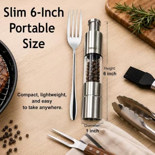 Manual Salt & Pepper Grinder Set, Adjustable Coarseness, Stainless
