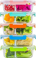 [5-Pack,36 Oz] Glass Meal Prep Containers 3 Compartments with Locking