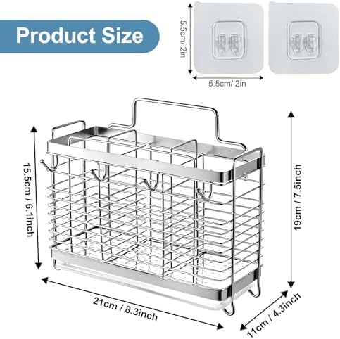 Utensil Holder, Kitchen Utensil Drying Rack with Drain Tray