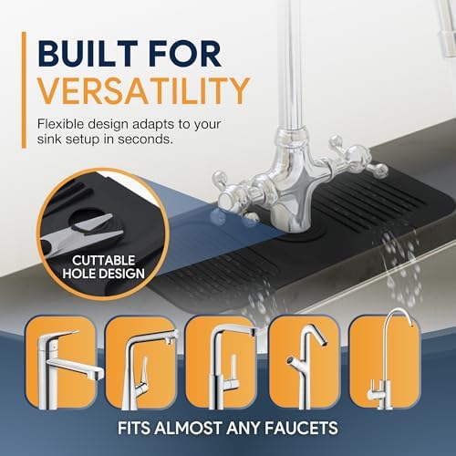 14.6” Silicone Faucet Mat For Kitchen Sink, Kitchen Sink Splash Guard