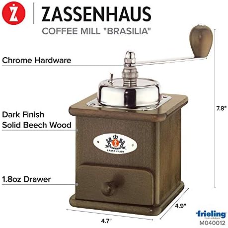 Zassenhaus Brasilia Beechwood Manual Coffee Mill, Dark