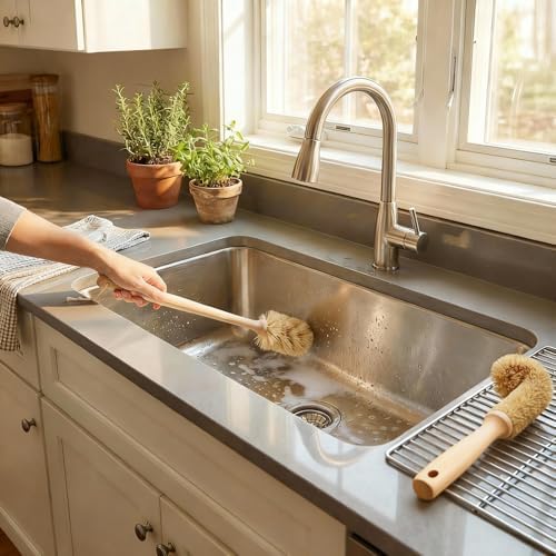 Bottle Brush & Dish Scrubber Set (3 Pack) - Kitchen Cleaning Kit with