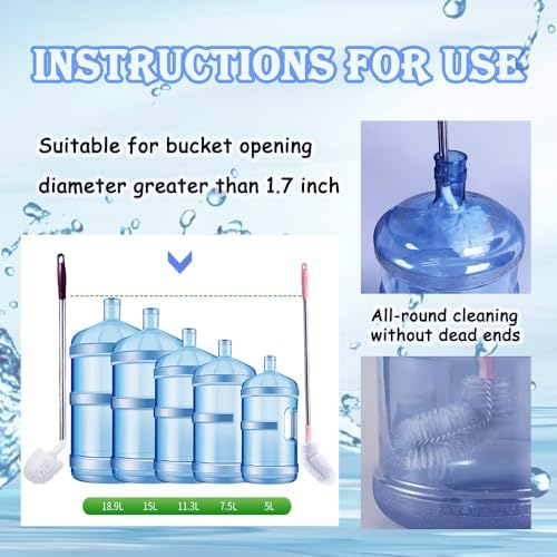 Bottle Brush, 3 Pack Long Handled Bucket Brushes with 2 Water Jug