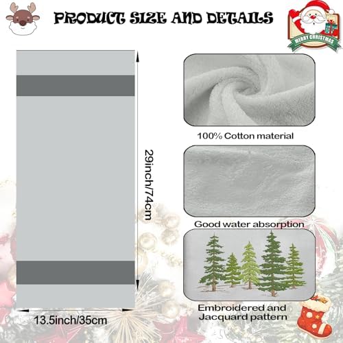 2 Pack Christmas tree Hand Towels 100% Cotton Jacquard snowflake
