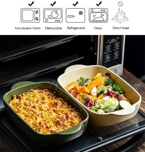 Ceramic Casserole Dish with Lid,33oz Covered Rectangular Baking Dish