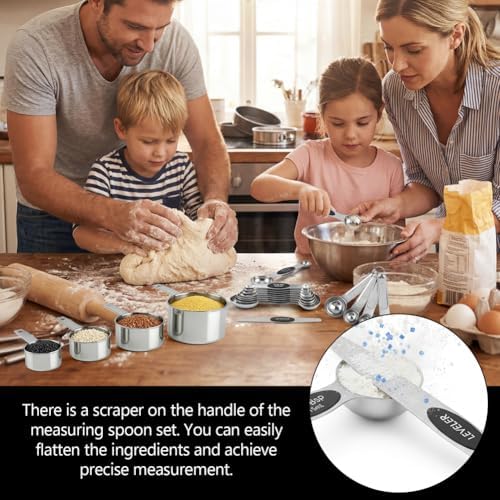 17 Pieces Stainless Steel Measuring Cups & Magnetic Measuring Spoons