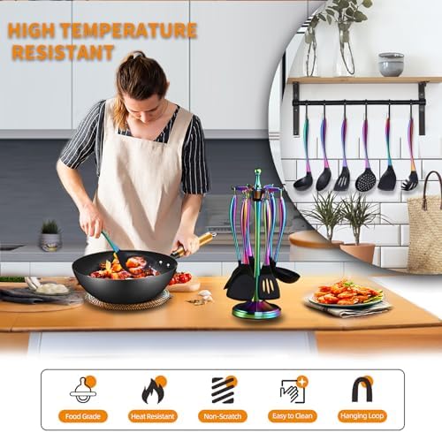 Kitchen Utensils Set, Large Non-stick Silicone Cooking Utensils Set 6