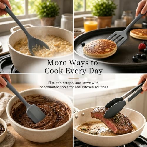 Silicone Cooking Utensil Set, -22°F to 446°F