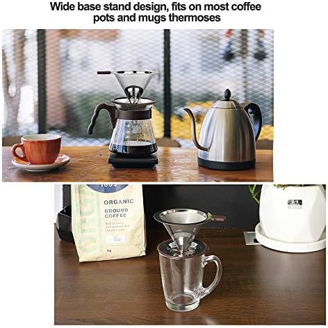 Stainless Steel Pour Over Coffee Maker, Reusable Coffee Dripper for