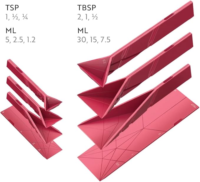 POLYGONS - Original Flat 3-in-1 Folding Measuring Spoons | 2 Spoons fold into 6 - Image 2