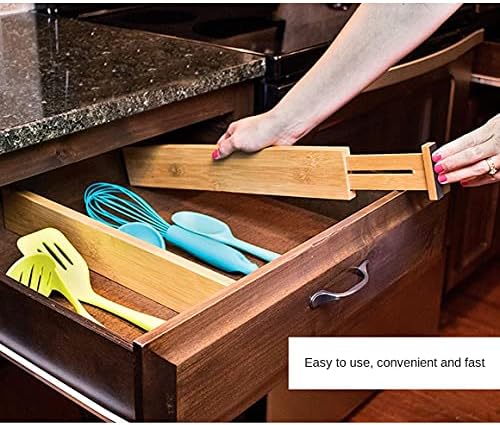 Bamboo Drawer Dividers Set of 4, Adjustable Drawer Organizers for
