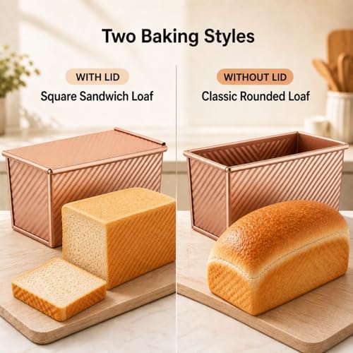 Pullman Sandwich Bread Loaf Pan with Lid, Nonstick Aluminized Steel