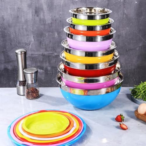 CDQL 7PCS Mixing Bowls, Stainless Steel Plastic Stackable Nesting Bowl