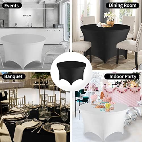 FestiCorp 60 Inch Round Fitted Tablecloth Black Spandex Table Covers